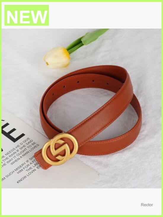 Luxury PU Leather Fashion Belt with Double Circle Buckle for Jeans & Dresses main image 4